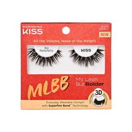 KISS My Lash But Bolder, False Eyelashes, 'Big Personality', 14 mm, Includes 1 Pair, Contact Lens Friendly, Easy to Apply, Reusable Strip Lashes, Glue-On