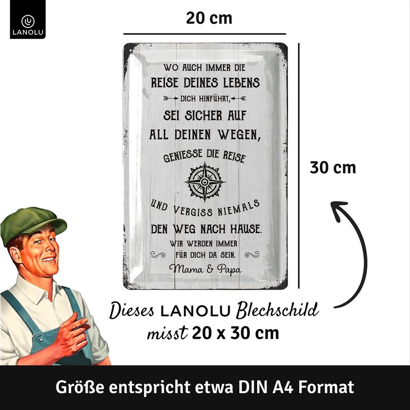LANOLU Retro Tin Sign Enjoy the Journey of Your Life