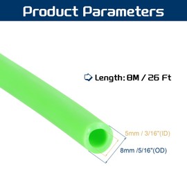 PATIKIL 26 Ft(8M) Green Latex Rubber Tubing, 3/16"(5mm) ID x 5/16"(8mm) OD for Liquid Diversion & Fitness, 1 x Tubing