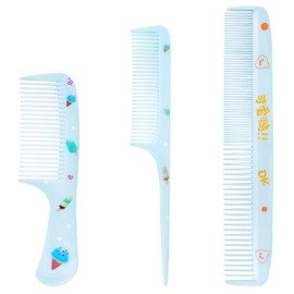 3pcs Cute Hair Comb Set, Pink Strawberry Ice cream Baby Comb Fine Tooth & Rat Tail Comb Toddler Dual-purpose comb Small Girls Plastic Mini Kids Comb Hair Parting Comb for Women Girls Kids All Hair Types (ice cream)