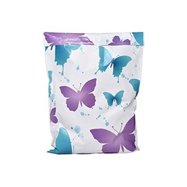 30 Pack Poly Mailers 10x13 Inch, Designer Clothing Shipping Mailing Envelope Bags, Self Sealing W/Kissy Stickers (Pastel Butterfly)