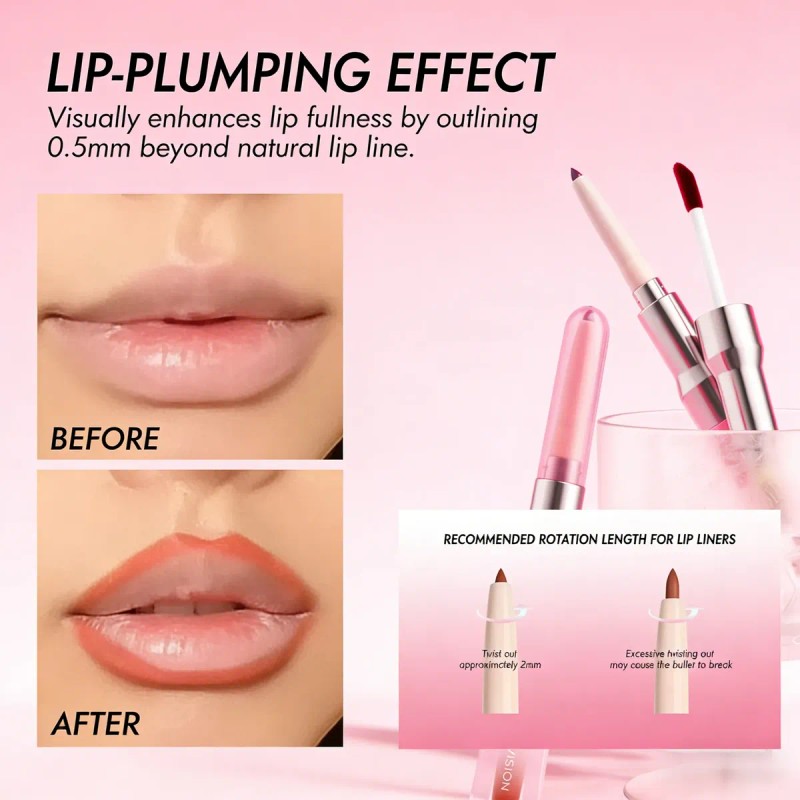 Delineador De Labios 2 En 1 Mate Suave Y Duradero