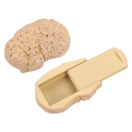 sourcing map Fake Rock Hidden Key Box, Hide a Spare Key Waterproof Key Hider, Key Storage Lock Box Stone for Outside Garden Decoration, Khaki