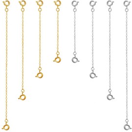 Benkyue 8 Piece Extender Chain, Set for Adjusting Necklace Length, 2.8 inches (5 cm), 2.8 inches (7 cm), 3.9 inches (10 cm), 5.9 inches (15 cm), Copper Adjuster, Chain, Necklace, Extender, Chain,
