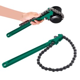 Keadic 1Pc 12 Inches Heavy-Duty Ratcheting Chain Wrench, Adjustable Oil Filter Chain Wrench Pliers, Multi-Purpose Pipe Fittings Spanner Fit 1.5" to 6" Diameter for Truck & Car