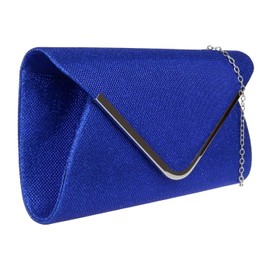 Girly Handbags Womens Metallic Woven Clutch Bag - Blue