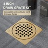 Champagne Bronze 4 inch Drain Grate Kit, Shower Drain Compatible