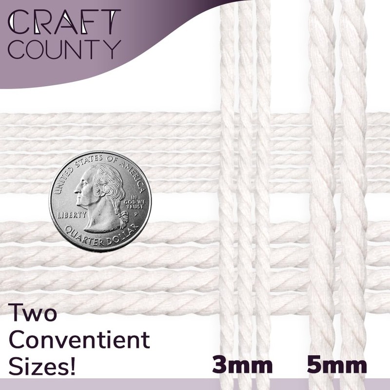 Craft County - Cuerda de algodón de macramé natural para