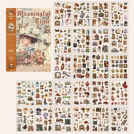 Vintage Washi Stickers for Journaling – 450+ Pcs Aesthetic Scrapbook Stickers, 24 Sheets of Pre-Cut Translucent Sticker for Junk Journals, DIY Crafts, and Planners