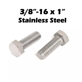 HRC 3/8"-16 x 1" HEX Bolts Stainless Steel Finished Grade 304 Coarse Threads 25 PCS
