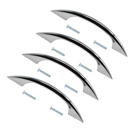 TERF® Traditional Polished Chrome D-Shape Back Fix Pull Handle 95mm Including Fixing Screw for Kitchen Cupboard Cabinet Drawer Wardrobe Door Pull Handle - Pack of 4