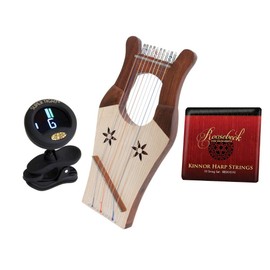 Mini Kinnor King Davids Harp Light Renaissance W/Gig Bag & Tuning Tool, Kinnor Harp Replacement String Set & Snark Clip-On Chromatic Tuner