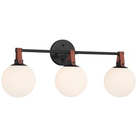 360 Lighting Nubuck 25 3/4" Wide Black and Brown Leather 3-Light Bath Light