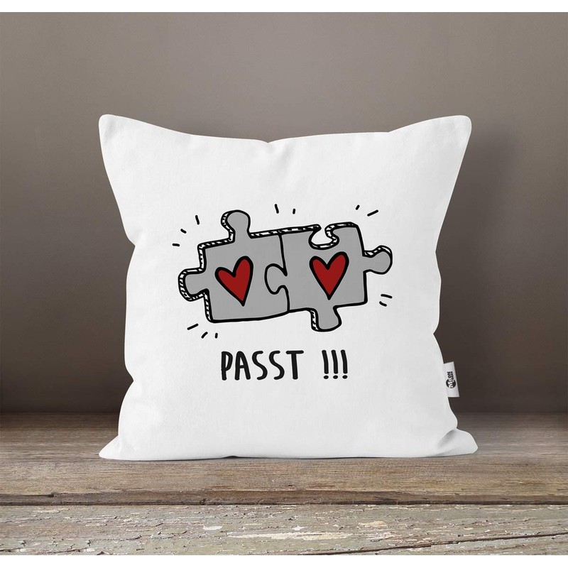 MoonWorks® Cushion Cover Passt!!! 2 Puzzle Pieces Gift Love Relationship