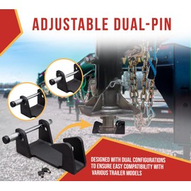 Mytee Products Gooseneck Trailer Lock w/Adjustable 3/4" Dual Pin, Black Powder Coated Gooseneck Hitch Lock for Heavy-Duty Trailers, Livestock Haulers & RVs