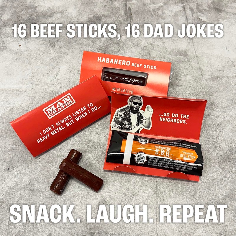 Man Crates, Beef Jerky Gift Box for Men, Includes 3