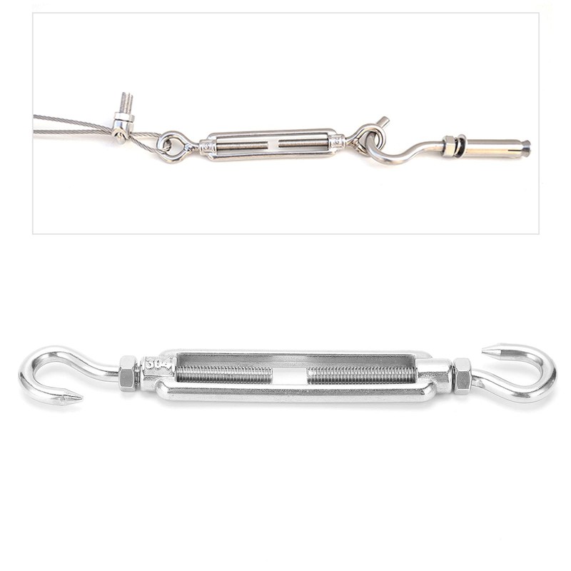 Turnbuckle, M6 Stainless Steel 4pcs Hook-to-Hook Turnbuckle for Outdoor Use