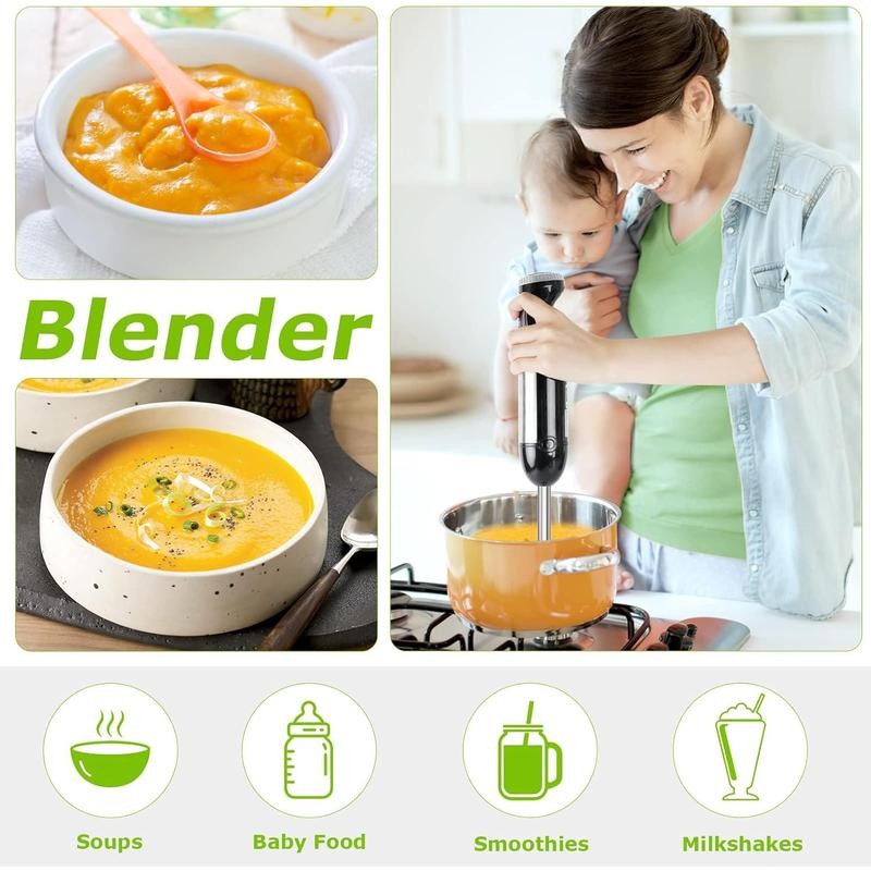 Bonsenkitchen Immersion Blender, 20 Variable Speeds & Turbo, 4-In-1 Stainless