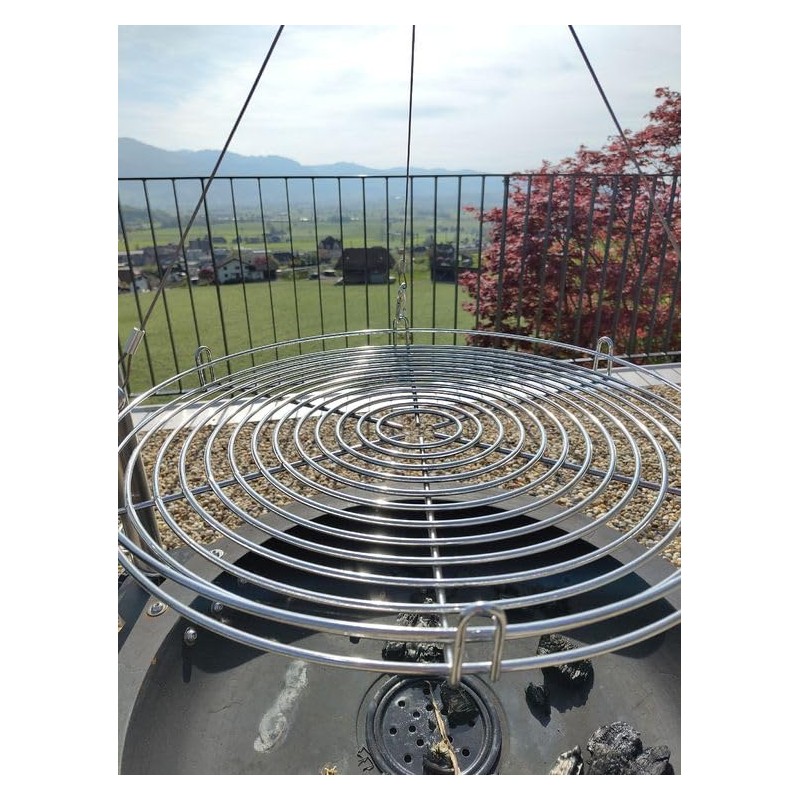 20-Inch Large Cooking Grill Basket with Chain for Outdoor Campfire
