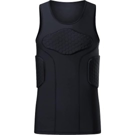 Men's Padded Football Protective Gear Set Training Vest for Soccer Basketball Paintball Rib Protector Black