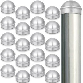 20 Pcs 2-3/8" Chain Link Fence Post Cap Round Dome External Post Caps Aluminum Chain Link Only Use for Outside Diameter Outdoor Fence Parts, Silver