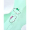 Vesitim Dainty Baguette Wedding Band Sterling Silver Emerald-Cut Created White