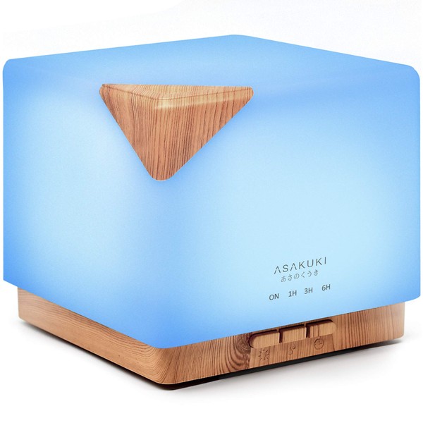 ASAKUKI Humidifier, Tabletop, Small, Large Capacity, 23.7 fl oz (700 ml), Aroma Diffuser, Ultrasonic Type, Aroma Compatible, Timer, 7 LED Lights, Empty Heating Prevention, Compact, Easy to Clean, Supports 32.5 sq ft (18 sq m), Drying Countermeasures, Bedrooms