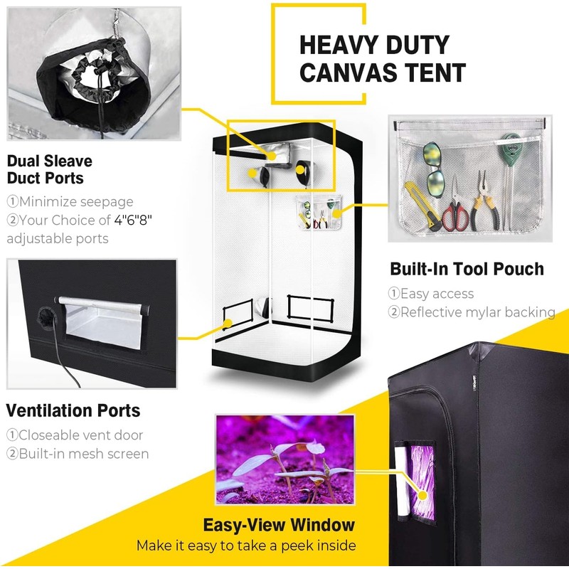 iPower Grow Tent, 31"x32"x63", Indoor Hydroponic Water-Resistant System, Easy Setup,