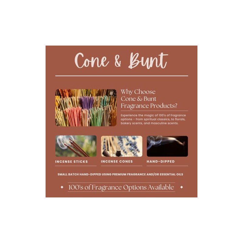 Cone & Bunt Tomato Leaf Hand-Dipped Charcoal Incense Sticks (100