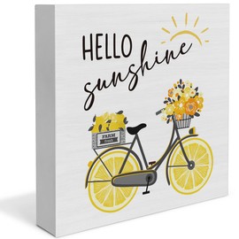 Lemon Decor Summer Decorations Hello Sunshine Wooden Sign Rustic Home Decor 5 x 5 Inches
