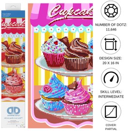 DIAMOND DOTZ Cup Cakes Diamond Painting Kits for Adults - Diamond Art Kits a Relaxing Creative Craft Kit with Dotz Gems 20x16