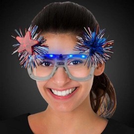 party glowz 4-Pack LED Patriotic Stars Sunglasses Light-Up – Red, White & Blue Party Shades