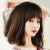 Brown women's full wig matt medium length full wig c curl (WFHBQ5L) / 브라운 여자통가발 매트 중단발 통가발 c컬 (WFHBQ5L)