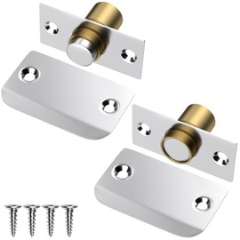 Jiayi Door Ball Catches for Internal Doors, 2 Pack Door Ball Latch Magnetic Ball Door Catch, Silver Roller Catch Ball Top Door Hardware for Hidden Pantry Cupboard Closet Magnetic Door Lock Closing