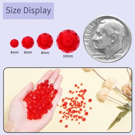 Yumttero 200 Pcs 8mm Crystal Beads for Jewelry Making Assorted Colors Bulk Faceted Crystal Beads Rondelle Crystal Beads Loose Craft Beads Bracelet Necklace Earring Keychain Jewelry Making, Ruby Color