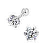 Moissanite Screw Backs Stud Earrings, GRA Certification, 6 prongs Solitaire