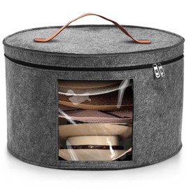 PANGTON Hat Box, Travel Hat Storage Box Foldable Hat Boxes for Women Storage, Space-saving Hat Organizer for Closet, Convenient Stackable Hat Carrier Case for Round Brim, Cowboy, Panama & Tweed Hats