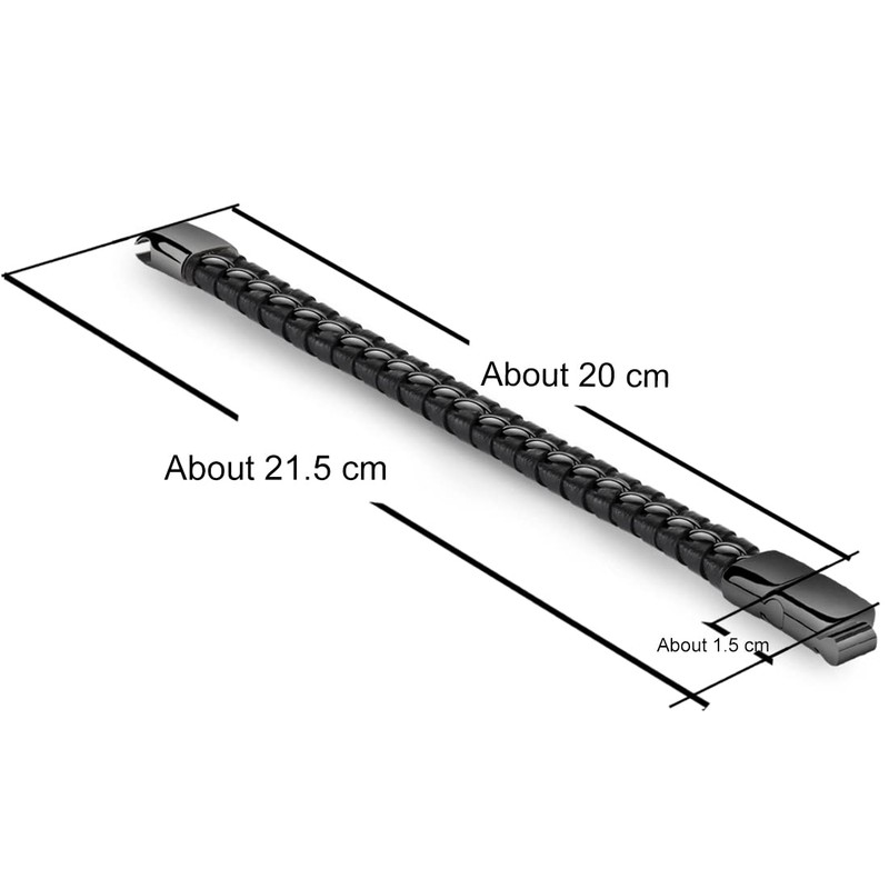 Meixao Bracelet for Men Cowhide Genuine Leather Polished Adjustable Stainless