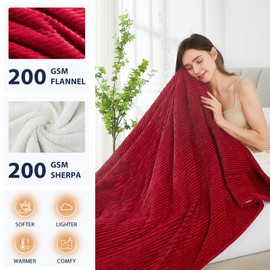 Homemate Electric Blanket Full Size- 72"x84" Heated Blanket Full Size 1/2/4/6/8 Hours Auto-Off 10 Heat Levels Over-Heat Protection Soft Flannel Sherpa Full Size ETL Certification