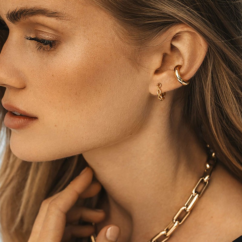 FETTERO Gold Huggie Hoop Earrings for Women Gold Plated Dainty