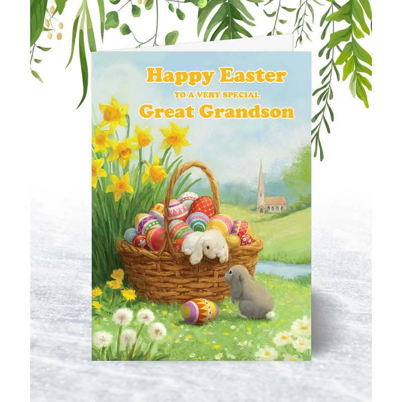 Great Grandson Easter Card - Hoppy Easter - Medium Sized