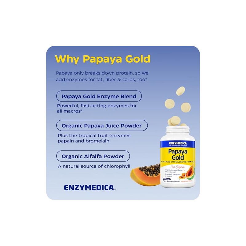 Enzymedica Papaya Gold, Enzimas Digestivas Avanzadas con Papaya Org?nica