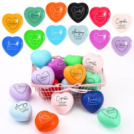 Meooeck Inspirational Christian Stress Balls Bulk Motivational Words with Bible Verse Balls Colorful Fidget Stress Relief Decor Church Holy Week Religious Gifts for Mom Dad Women Men (Heart, 24)