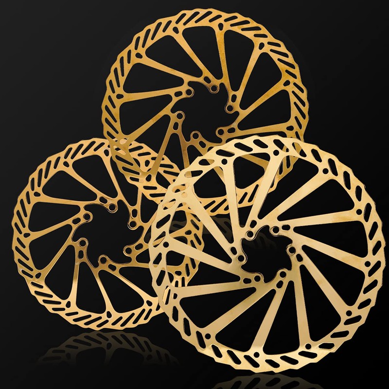 CNC Bike Disc Brake Rotor 203mm，MTB Brake Rotor With Bolts，2pcs（Gold）