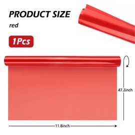 12 X 48inch Car Light Tint Film, Cuttable&Stretchability Car Headlight Taillight Fog Light Vivid Vinyl Wrap Protector,Non-Marking Self-Adhesive Decals Car Decor (Red)