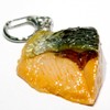 Food Sample Key Holder and eating and Burn, Salmon, 027tk