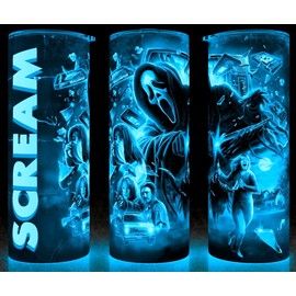 Novelty Glow in the Dark 90s Scream Ghostface Retro Look Horror Cup Tumbler 20oz
