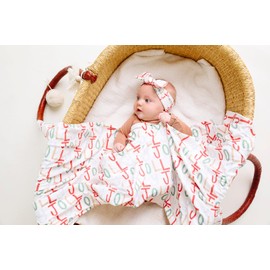 Large Premium Knit Baby Swaddle Receiving Blanket "Jolly" by Copper Pearl