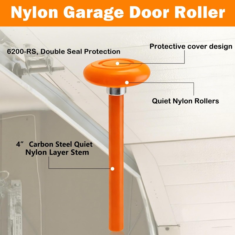 12 Pack 2" Nylon Garage Door Rollers, 4" Nylon Layer