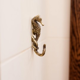 Seahorse Clothes Brass Hooks Wall Mounted. Vintage. Handcraft. For Kitchen Living Room Bathroom Bars Hotels. Interior home decor